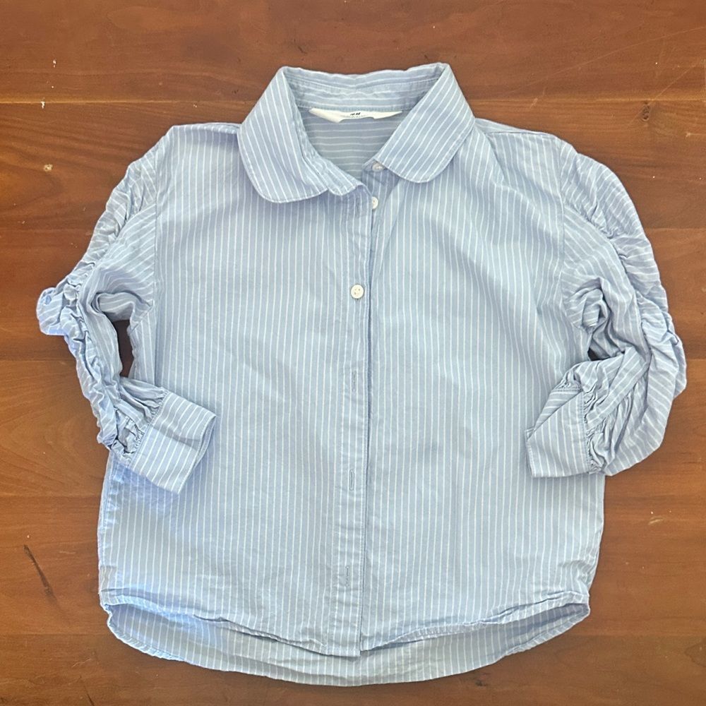 H&M Sky Blue Striped Kids Button-Down Shirt